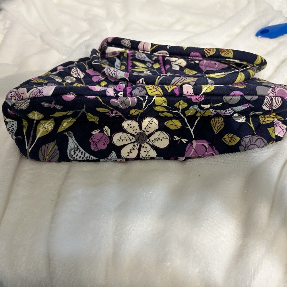 Vera Bradley Night Owl Quilted Cotton Kiss Lock Frame Shoulder Bag Floral Bird - Picture 8 of 12